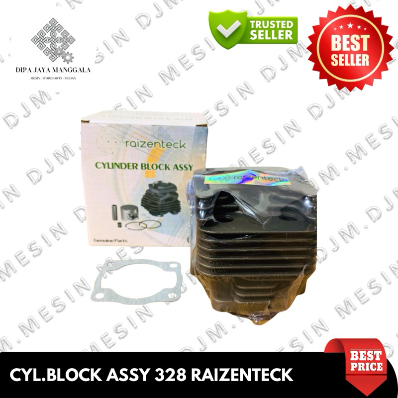DJM - CYLINDER BLOCK ASSY 328 Raizenteck Komplit dengan Piston Set Mesin Potong Rumput Mesin babat R