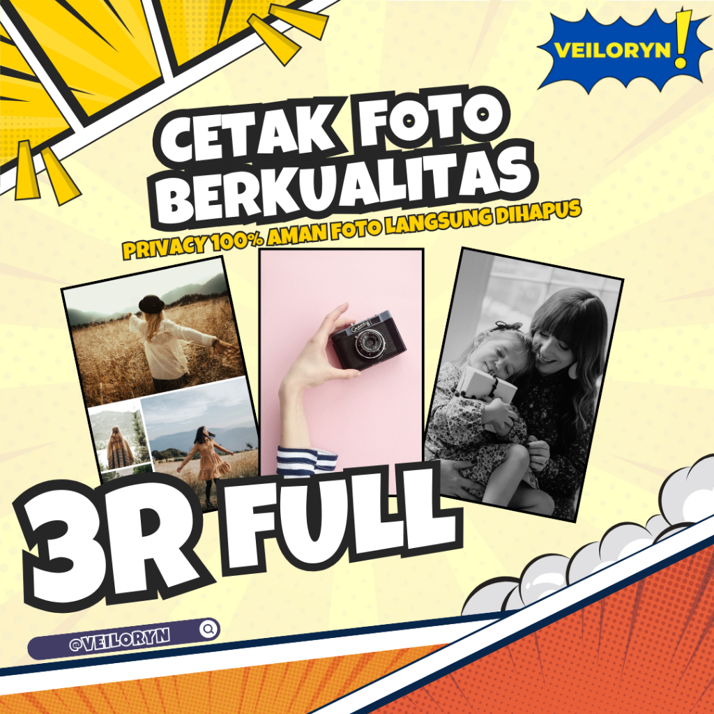 Cetak Foto 3R (8 x 12) FULL SUPER GLOSSY Ketebalan 260GSM ANTI AIR dicetak DPI TINGGI - Veiloryn