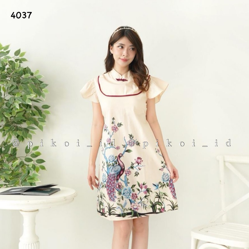 RB2 Couple Batik Modern / Sarimbit Batik Imlek Kekinian / Dress Couple Batik CREAM KENZO