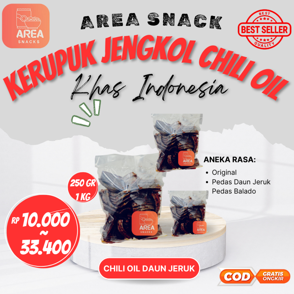 

KERUPUK JENGKOL/SEBLAK PEDAS CHILI OIL DAUN JERUK 1 KG 500 GRAM 250 GRAM