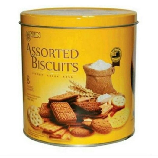 NISSIN BISKUIT ASSORTED YELLOW TIN BISCUIT Kaleng