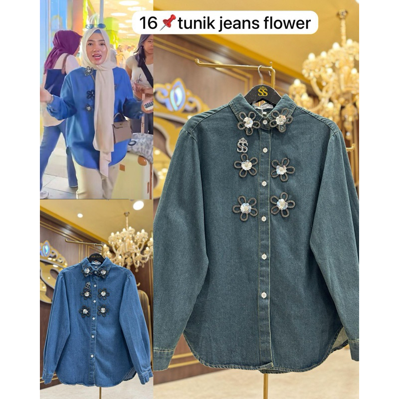ShellaSaukia tunik jeans flower