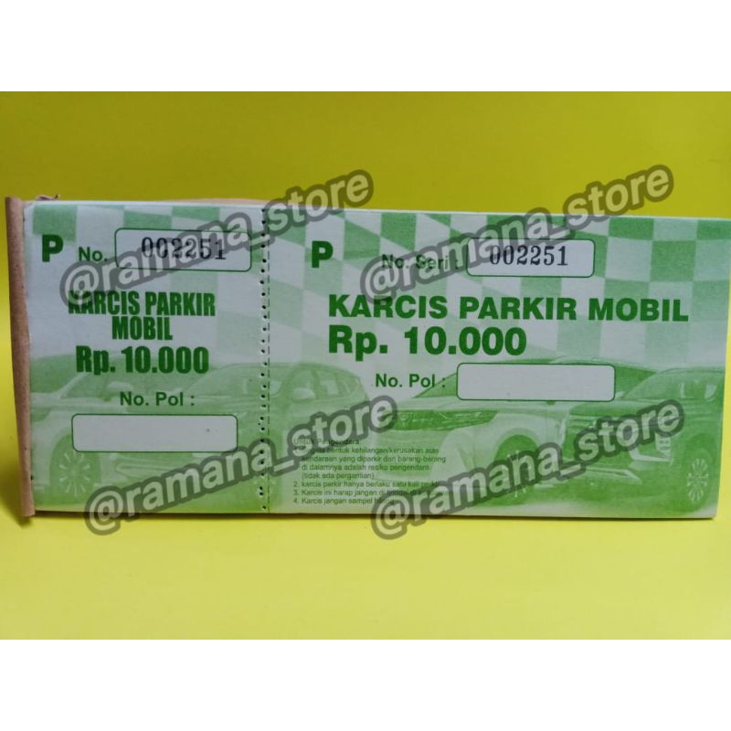 

PROMOO !!! KARCIS PARKIR NOMINAL 3 RIBU, 4 RIBU,5 RIBU, 10 RIBU MOTOR&MOBIL [ADA NOMER URUTNYA/NOMER SERINYA] ISI 50 LEMBAR