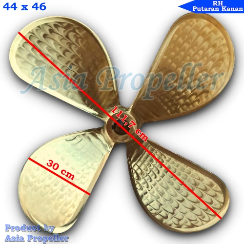 Propeller / Baling baling kapal Kuningan ukuran 44 X 46 Putaran Kanan (RH) 4 daun - Asia Propeller