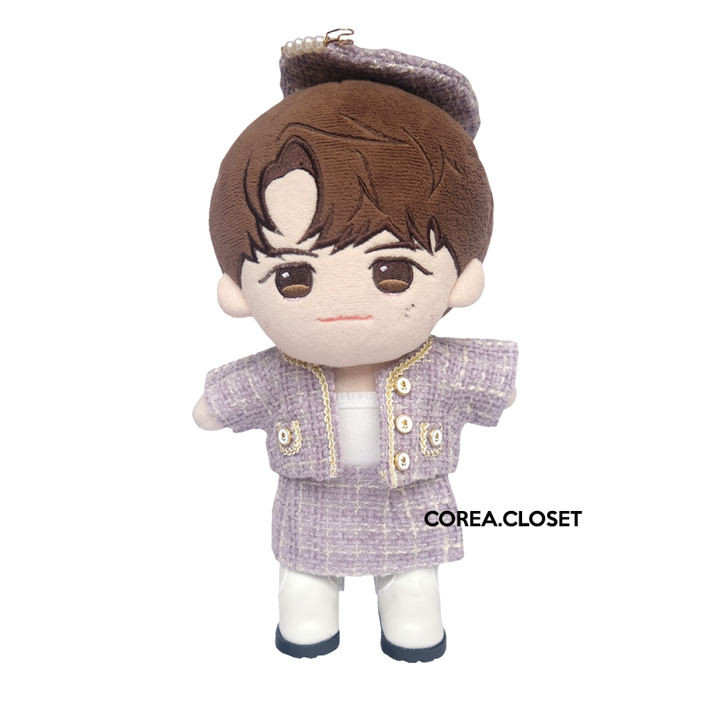 READY STOCK  UPSETDUCK 20cm upsetduck skzoo Kpop doll clothes - Set purple formal Fashion include bl