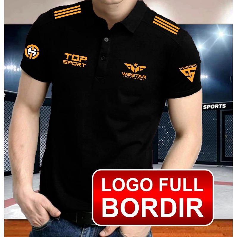 PROMO POLO FULL BORDIR WESTAR TOPSPORT TERLARIS TERBARU Kaos Kerah Distro Baju Pria Laki Laki wanita