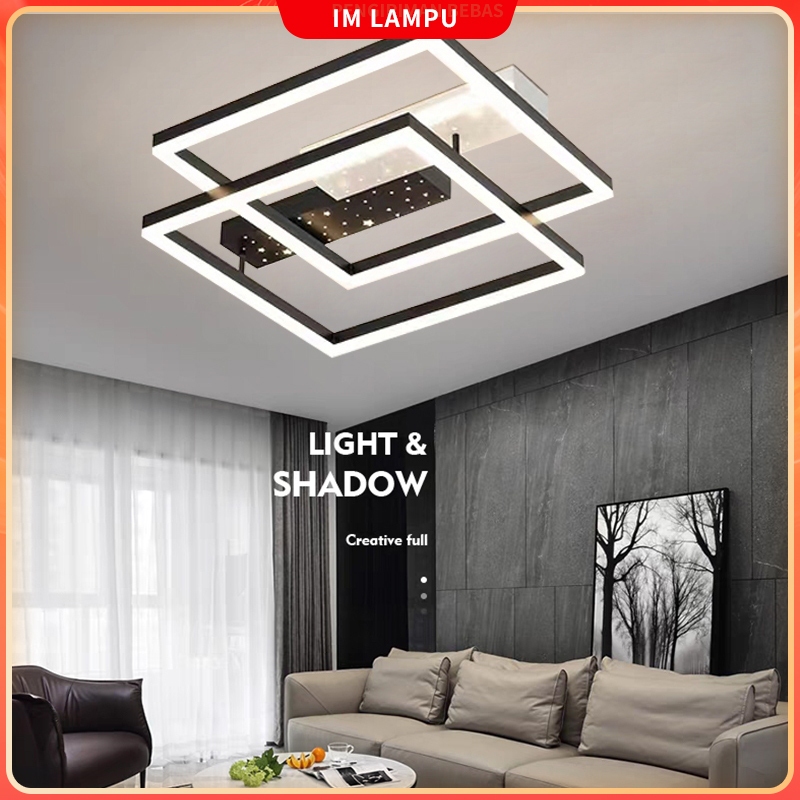 (Remote) Lampu Plafon Persegi Sederhana LED Lampu Plafon Bulat Lampu Plafon Ruang Tamu/Kamar Tidur 3