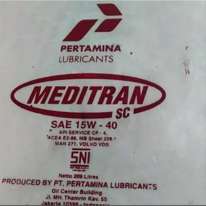 oli pertamina meditran SC 15 W-40 oli drum isi 209 liter