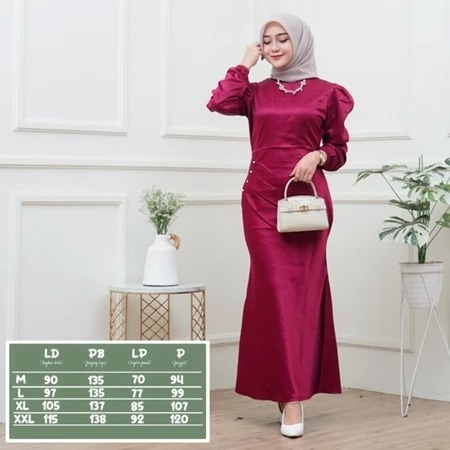 NEW ELORA DRESS SATIN POLOS GAMIS PESTA TERKINI