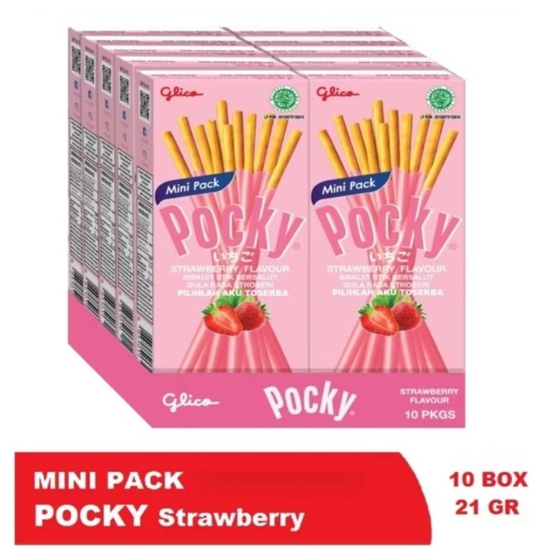 

Glico Pocky MINI PACK CHOCOLATE / COKELAT STRAWBERRY - (HARGA PER 10 BOX)