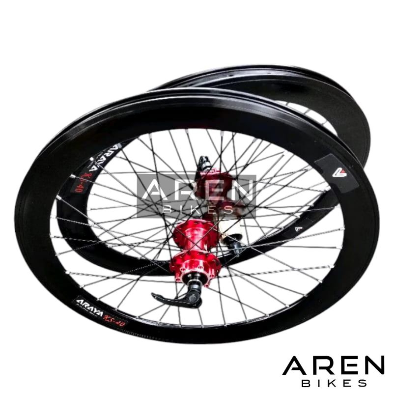 WHEELSET SEPEDA 20 PLUS ARAYA KS40 22 INCH 20 x 1 3/8 ETRTO 451 RIM RIMS VELG HUB FREEHUB SLUP CASSE