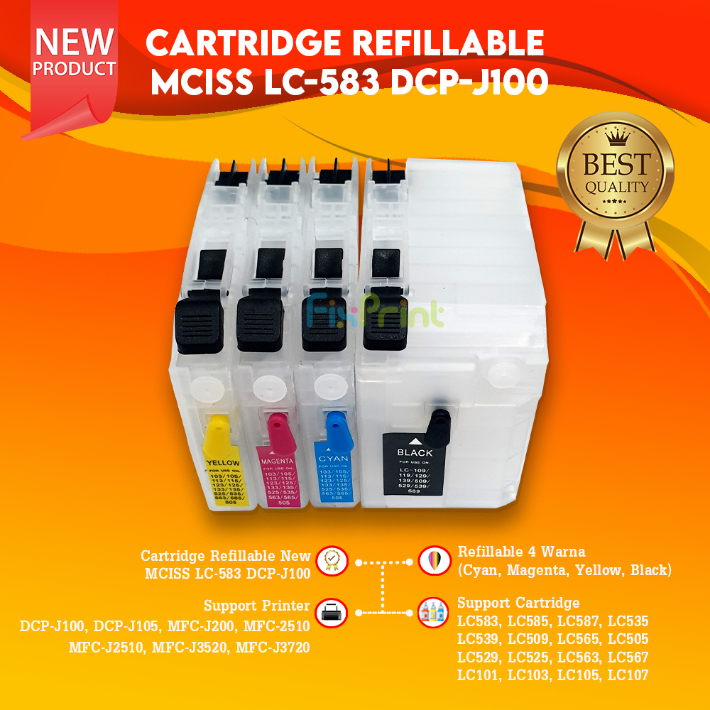 Cartridge Tinta MCISS LC583 Refillable MFC-J2510 J3520 J3720