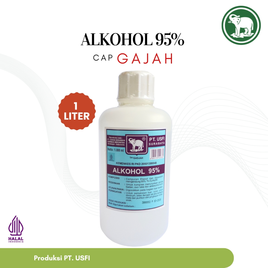 Cap Gajah Alkohol (Etanol) 95% 1000 ML