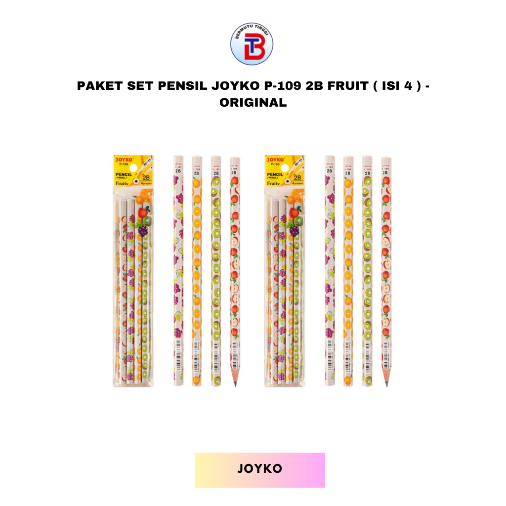 

Paket Set Pensil Joyko P-109 2B FRUIT ( Isi 4 ) - Original
