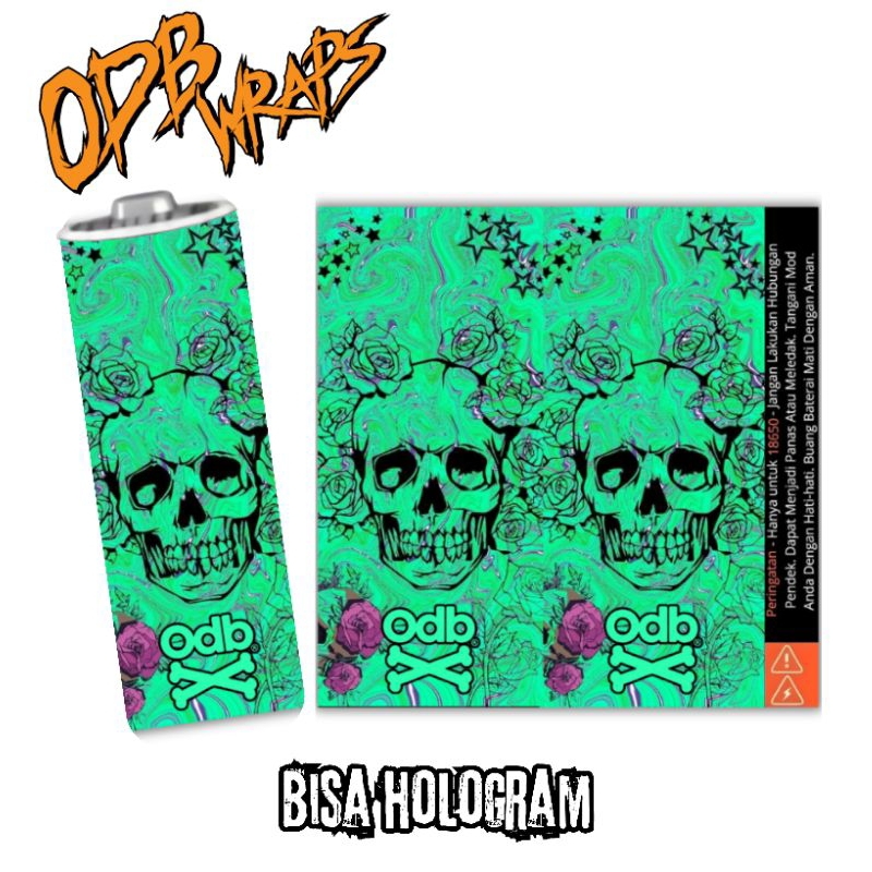 

FAMSTORE - Pelindung Baterai - Stikerskin Wrap Baterai 18650 Motif Skull Art Full Motif Desain Dan Anti Gores