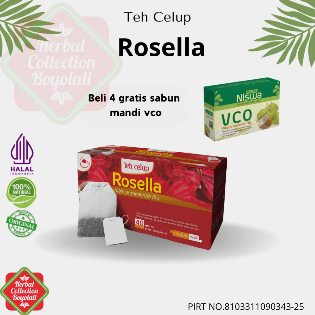 

Teh Herbal Rosella Merah Griya Herba Minuman Herbal alami untuk meredakan batuk dan menurunkan tekanan darah Halal