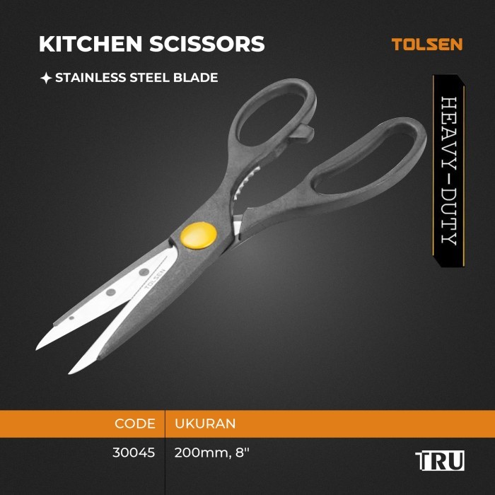 TOLSEN  8" Gunting Dapur Serbaguna Gunting Ikan Ayam Daging Stainless Steel   30045