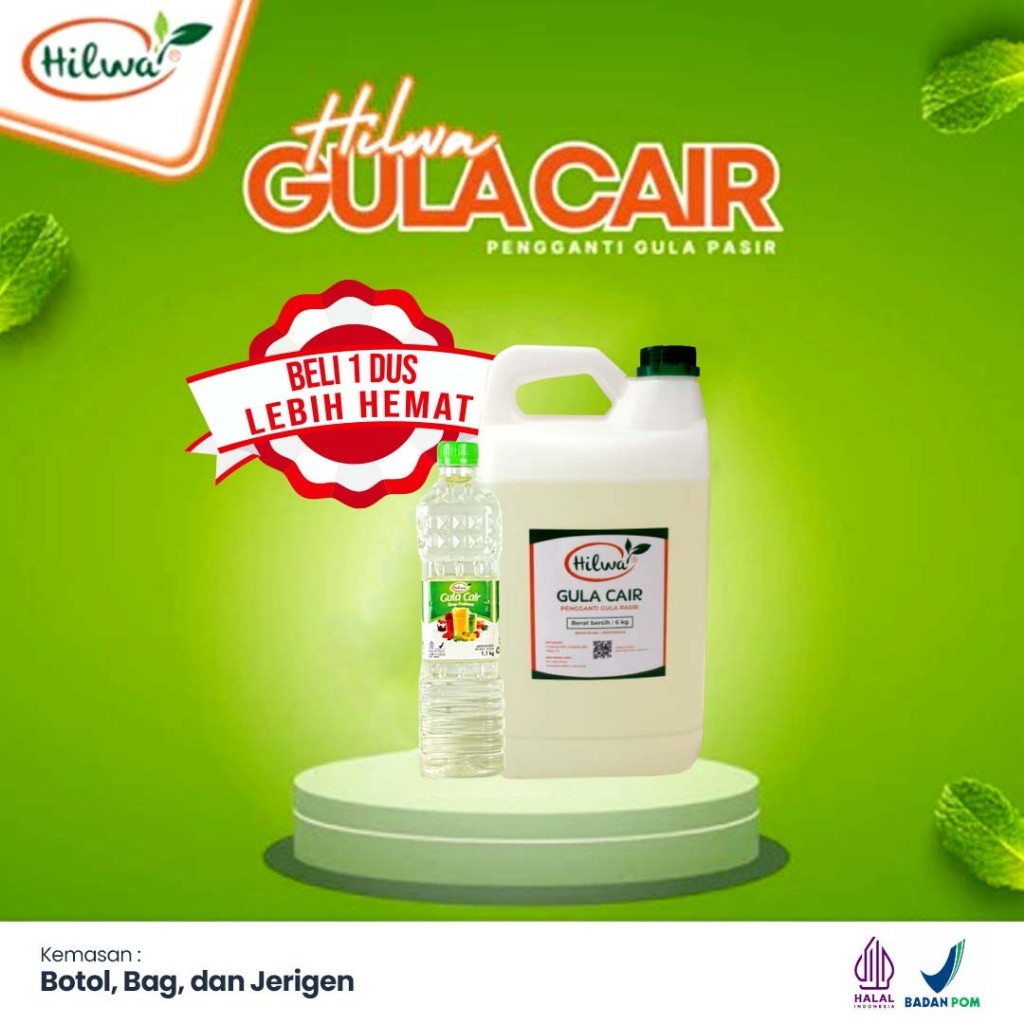 

Hilwa Gula Cair 1 Dus/Karton Fruktosa Alami Rendah Kalori Premium All Varian (Jerigen dan Botol)