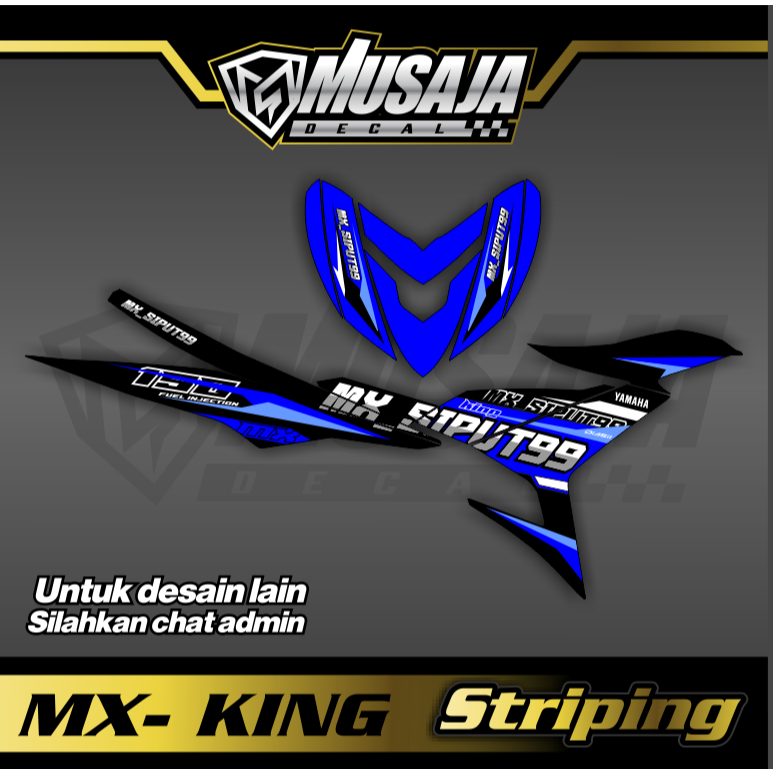 Stiker striping mx king 150 biru transparan uv glossy non full body custom