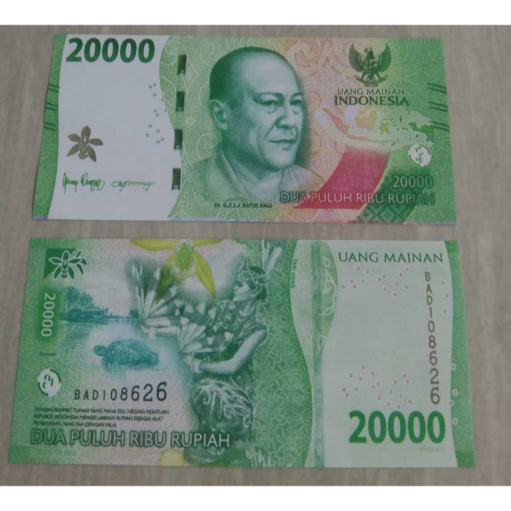 Uang Mainan Bahan Glossy 20.000 Jual Perlembar