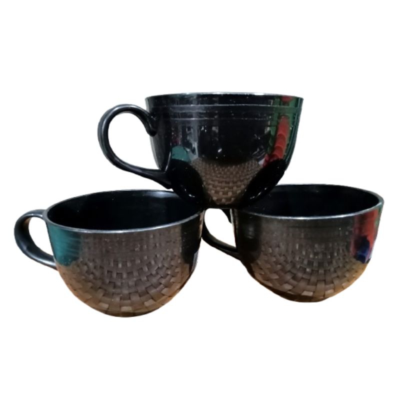 Cangkir LUNAR HITAM Cangkir Plastik Kecil Gagang