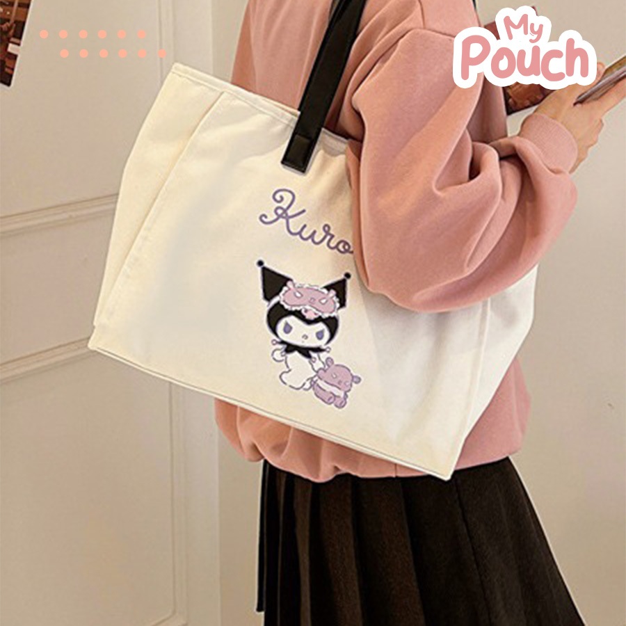 Tas Selempang Wanita Kanvas Sanrio Kapasitas Besar / Slingbag
