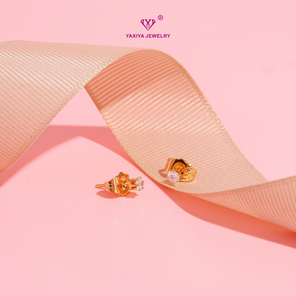 Yaxiya Anting Anak / Bayi Lapis Emas Permata Perhiasan Imitasi 679