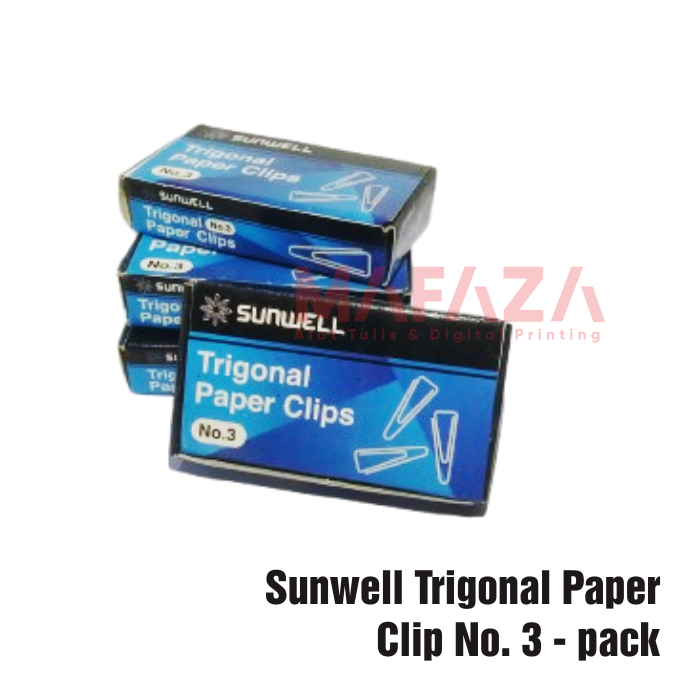 

[1 Kotak] Paper Clip Trigonal Sunwell No.3 / Klip Kertas / Penjepit Kertas Trigonal Sunwell No.3