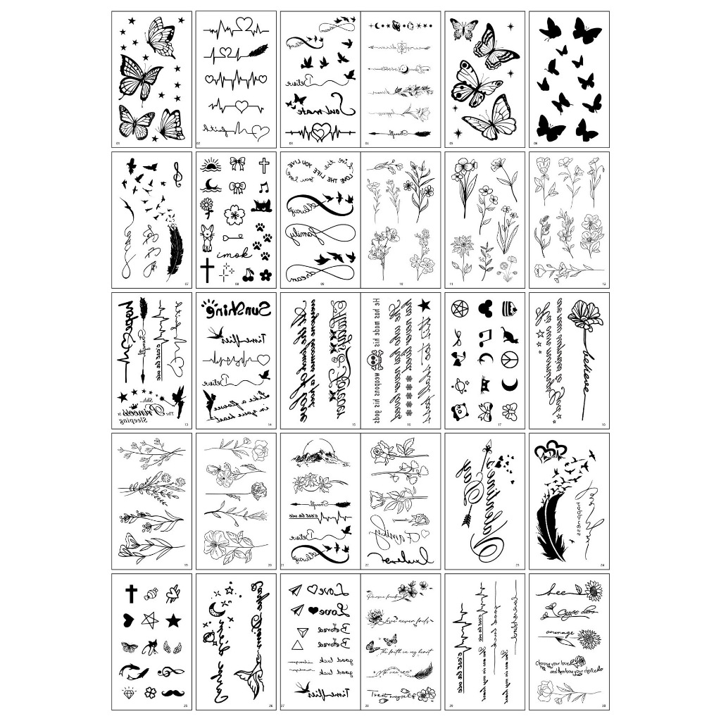 Grosir Termurah Tato Aesthetic Lucu - Tatto Temporer kecil kupu kupu bunga infinity salib bulu burun