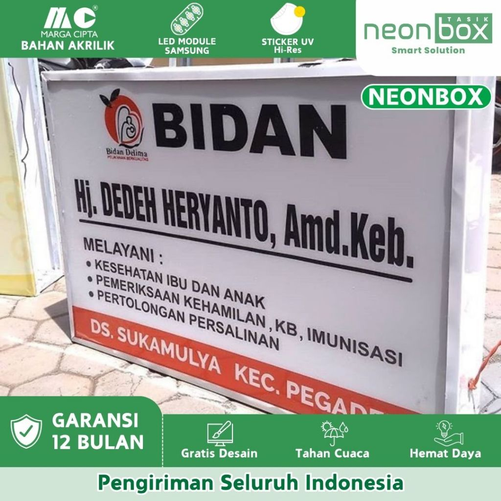 (GANTI NAMA CHAT ADMIN) Neon Box Bidan Praktek 2 Sisi Neon Box Apotek Mini Neon Box Prakter Dokter G