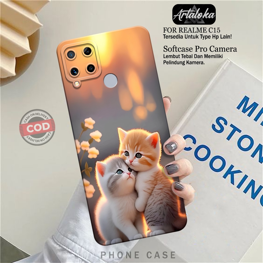 Softcase Hp Realme C15 Fashion Case Kucing Lucu Case Realme C15 Silikon TPU Pro Camera Casing Realme