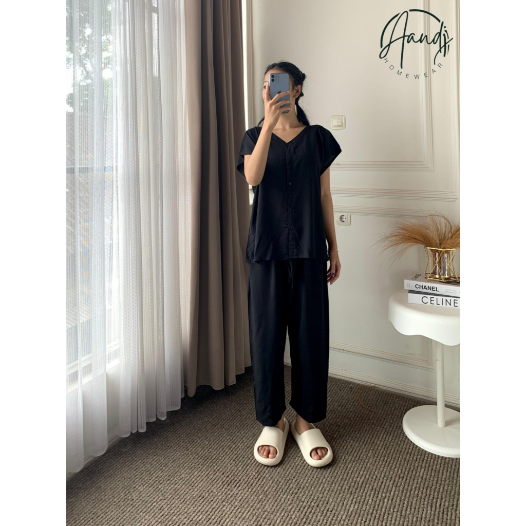 PIYAMA POLOS /  PIYAMA RAYON PAJAMAS RAYON / SET BAJU WANITA