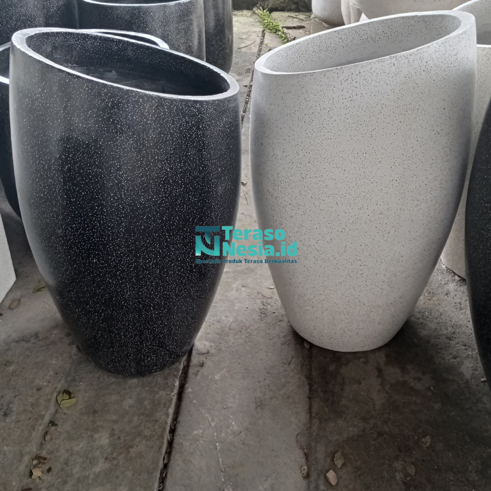 Pot Teraso Tipe Win Miring | Pot Tanaman Outdoor Indoor | Pot Terazzo