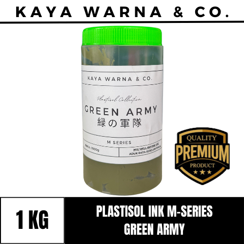 

Tinta Sablon Plastisol Ink GREEN ARMY M-Series KAYA WARNA & CO. (1kg)