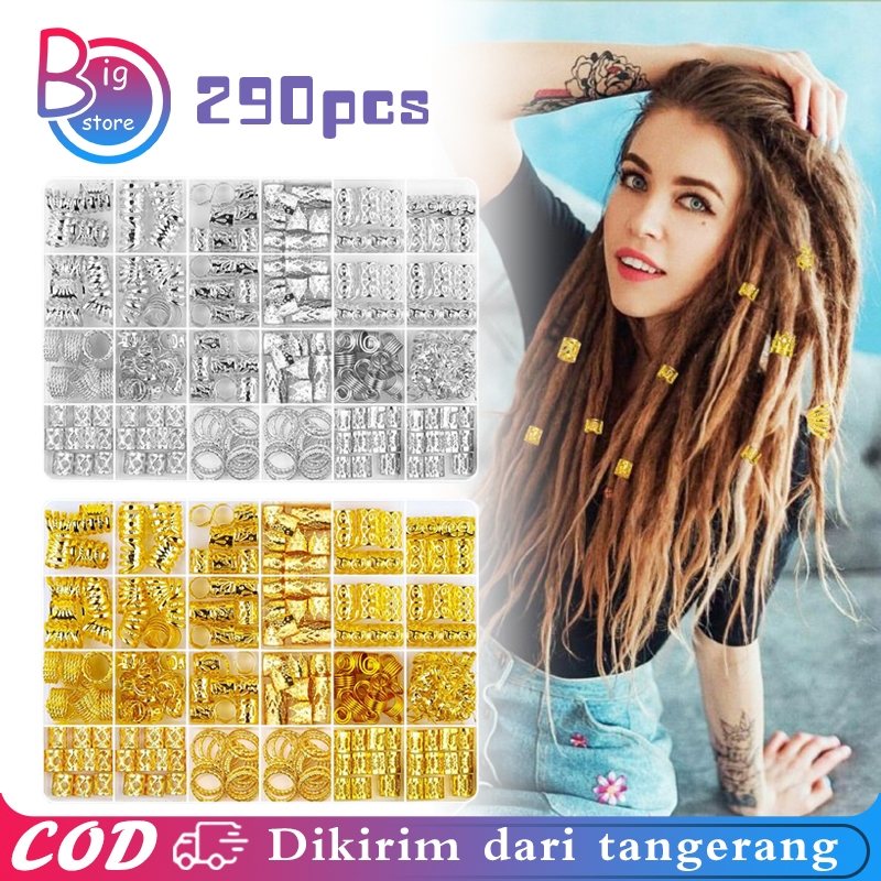 Cincin Klip Rambut 290pcs Cincin Rambut Gimbal Cincin Klip Manik Untuk Dekorasi Rambut Kepang / Wig