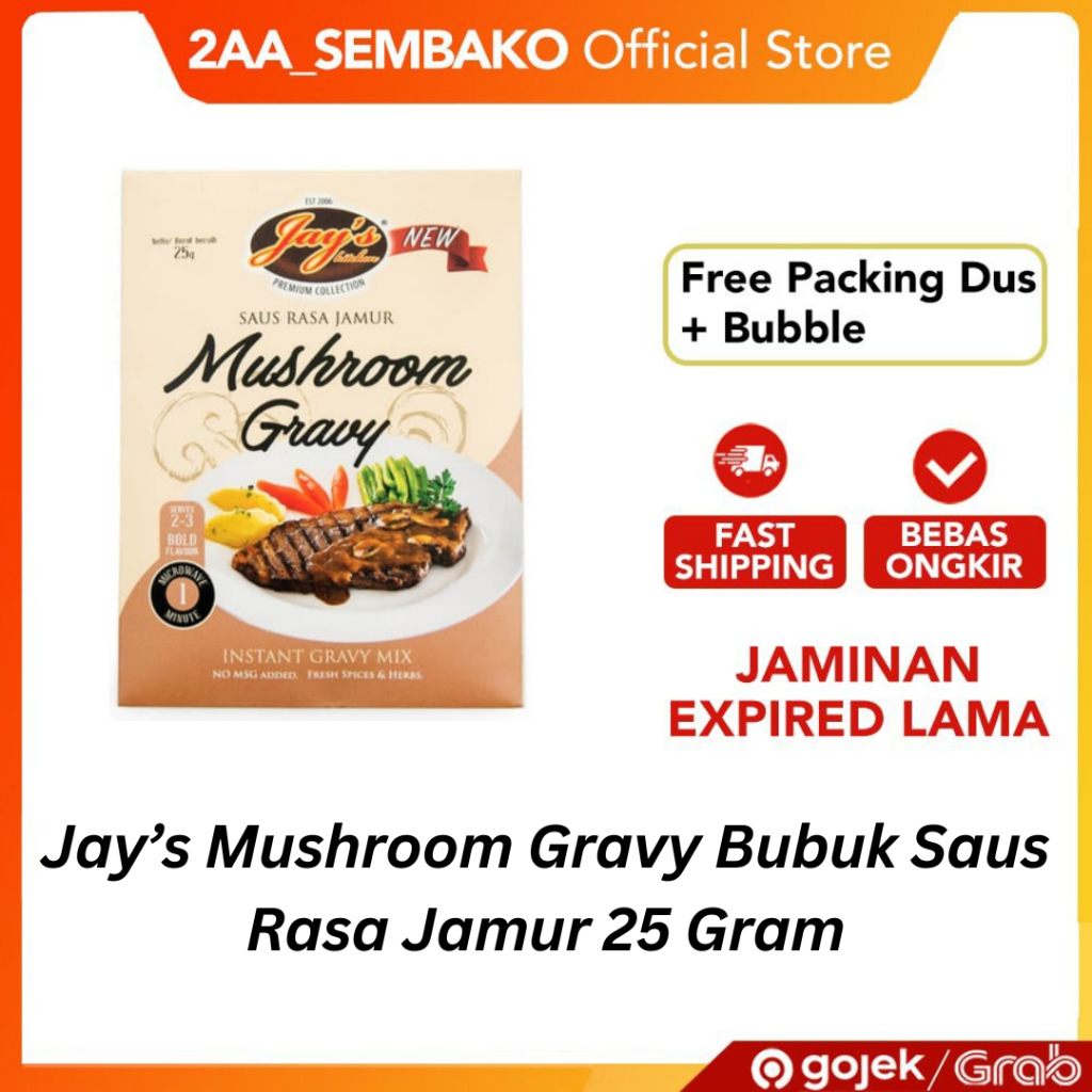 

Jay’s Mushroom Gravy Bubuk Saus Rasa Jamur 25 Gram