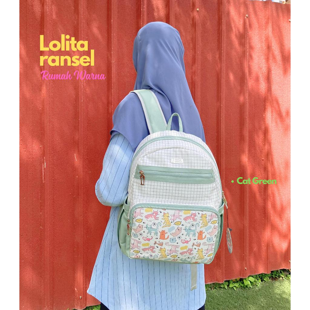 RUMAH WARNA Tas Ransel Wanita Tas Anak Sekolah Tas Sekolah Wanita Tas Ransel Motif Lolita Bahan Kuat