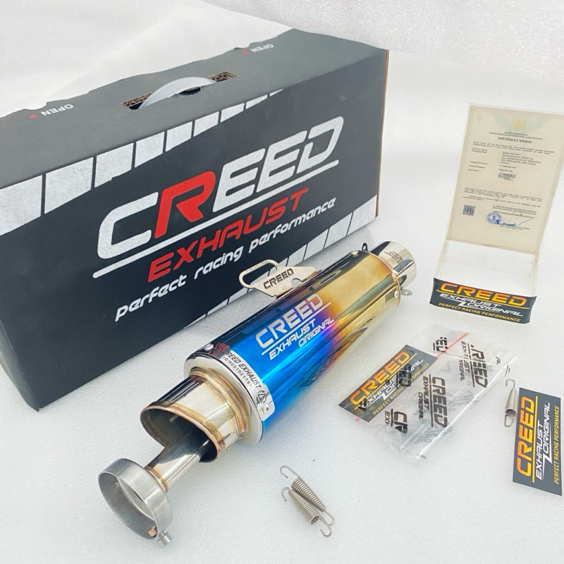 Knalpot Racing CREED exhaust type TR PRO BLUE for HONDA CB 100 CBR 150 R Facelift CB 150 R R15 v1-v3