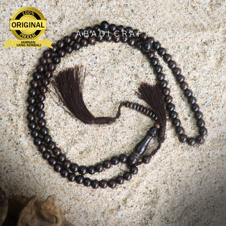 Tasbih Muslim Kayu Galih Asem Asli Jawa Hitam 99 Butir Kualitas Super Asli Original 100% Keren Mewah
