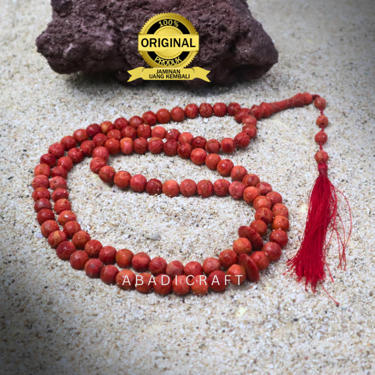 Tasbih Batu Akik Marjan Merah Red Coral Alam Natural 99 Butir Asli Original 100% Keren Mewah Aesthet