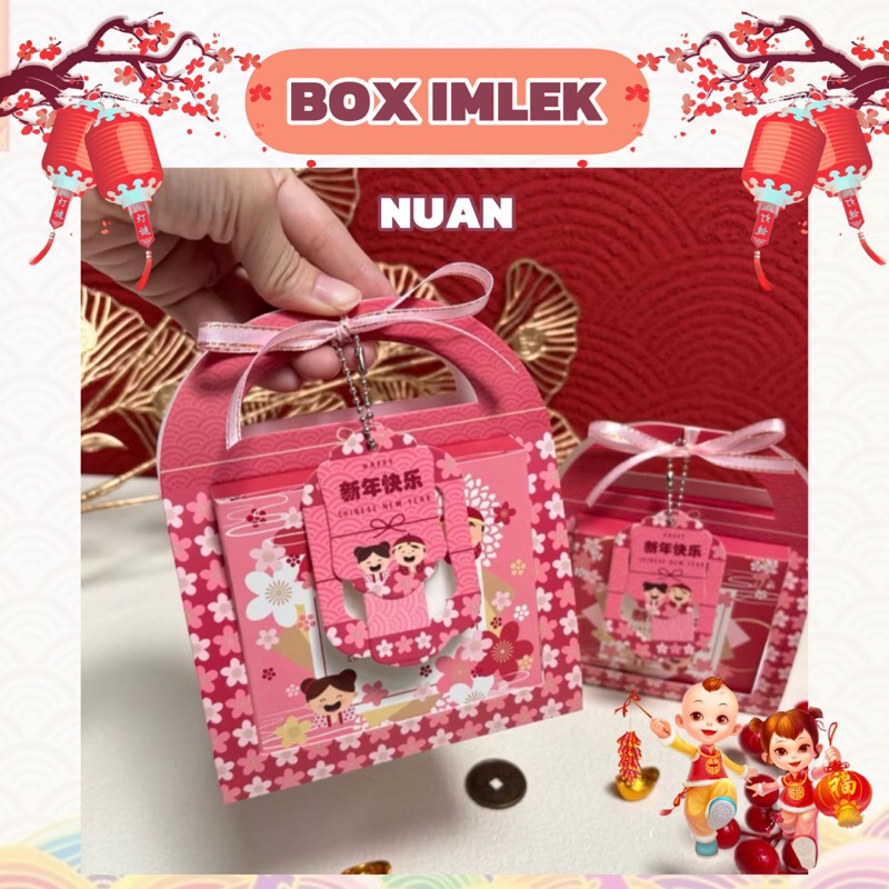 

NUAN | Box Hampers Toples Persegi 250gr Imlek Kotak Gift Sincia Packaging Toples Kue Kering Chinese New Year CNY