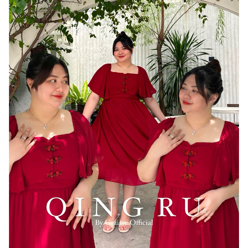 QING RU Bigsize Dress CNY | Dress Imlek jumbo | Ready Size XXL - XXXL