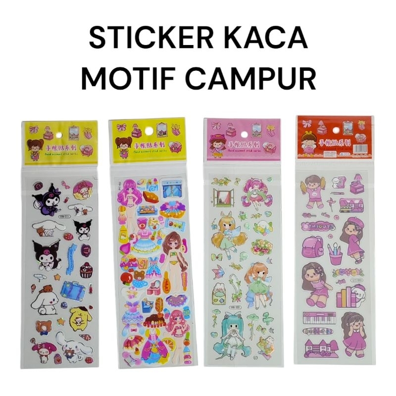 

20 pcs STICKER KACA uk 7x17 cm MOTIF CAMPUR
