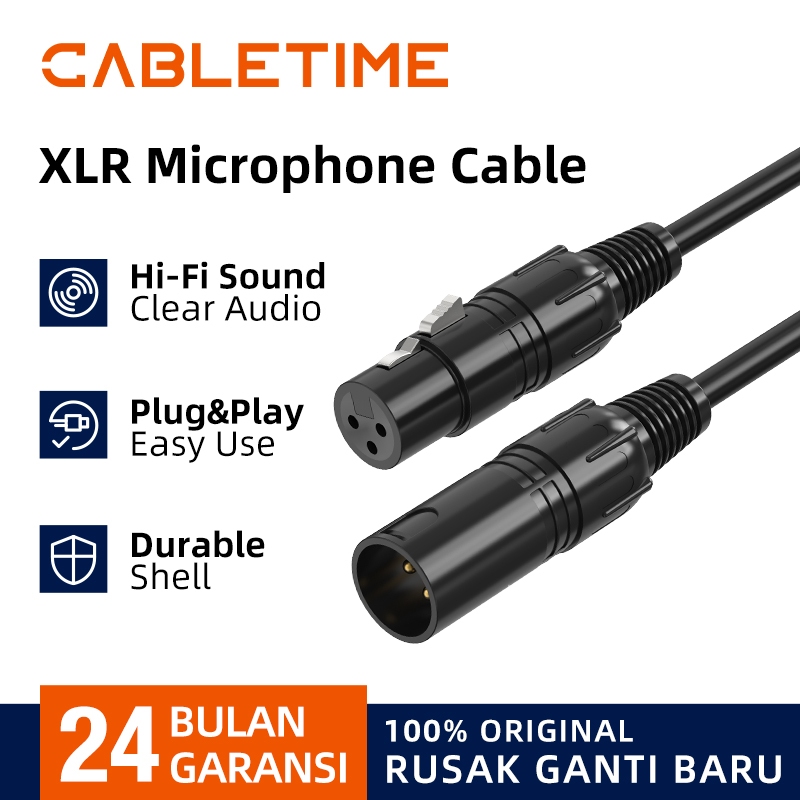 CABLETIME Kabel Aux Audio Microphone XLR Male to Female