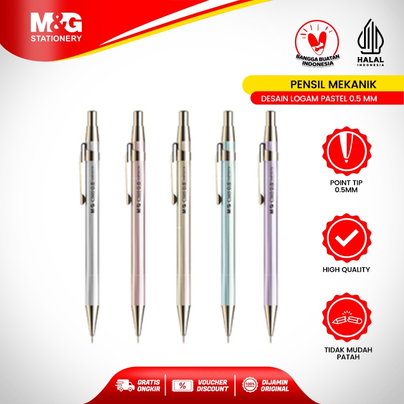 

M&G Pensil Mekanik Desain Logam Pastel 0.5 mm Mechanical Pencil Nyaman Untuk Menulis dan Menggambar Hasil Rapi Isi Tidak Mudah Patah