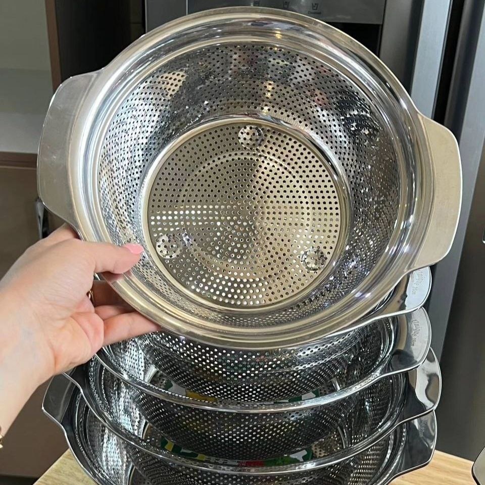 Baskom Bolong Stainless Saringan Baskom Tirisan Sayur Beras Buah