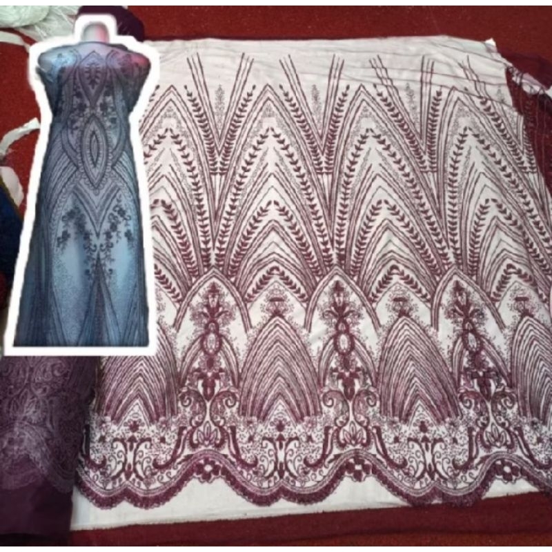 Kain tille candy payet || bahan kebaya meteran