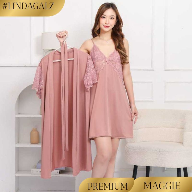 LindaGalz MAGGIE Pakaian Tidur Wanita Dewasa / Kimono lingerie Big size Jumbo Baju Tidur Sexy Baju D