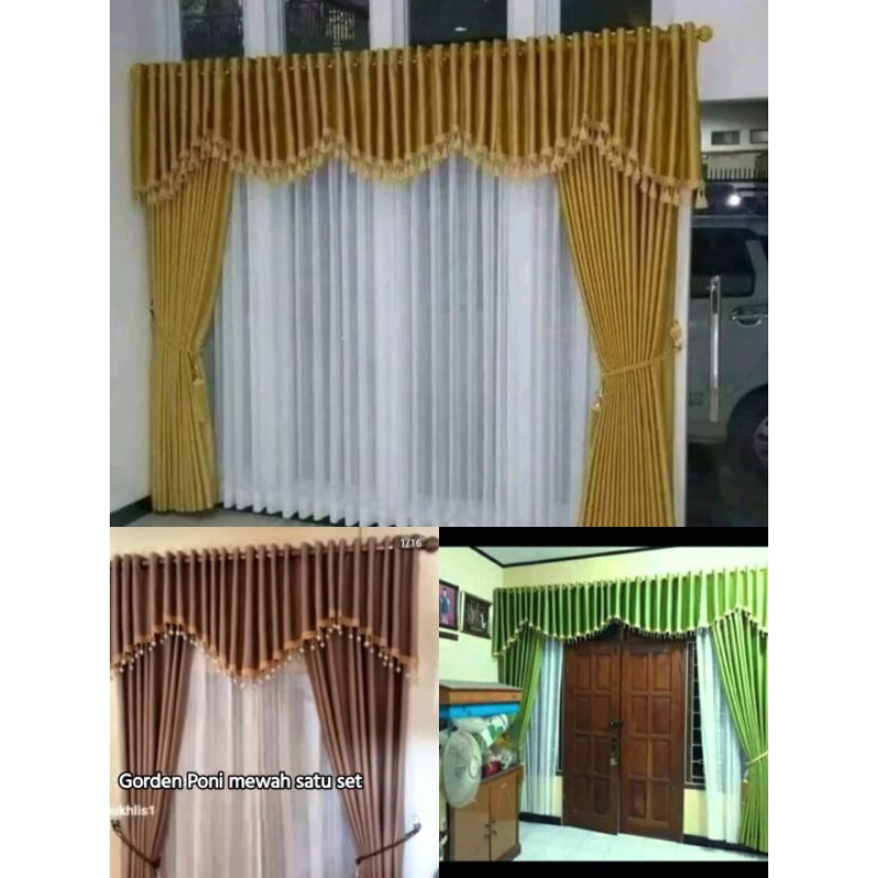 1set Gorden poni jendela Pintu kamar hordeng mewah Poni gelombang