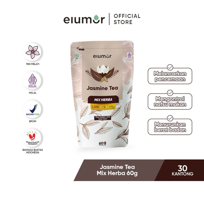 

ELUMOR Jasmine Tea 30g (Isi 30) | Melancarkan BAB / Detox Tea